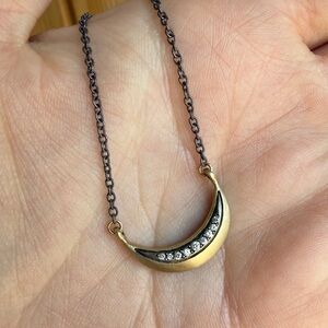 Sarah Swell La Lune diamond Necklace in 14k gold and oxidized sterling silver